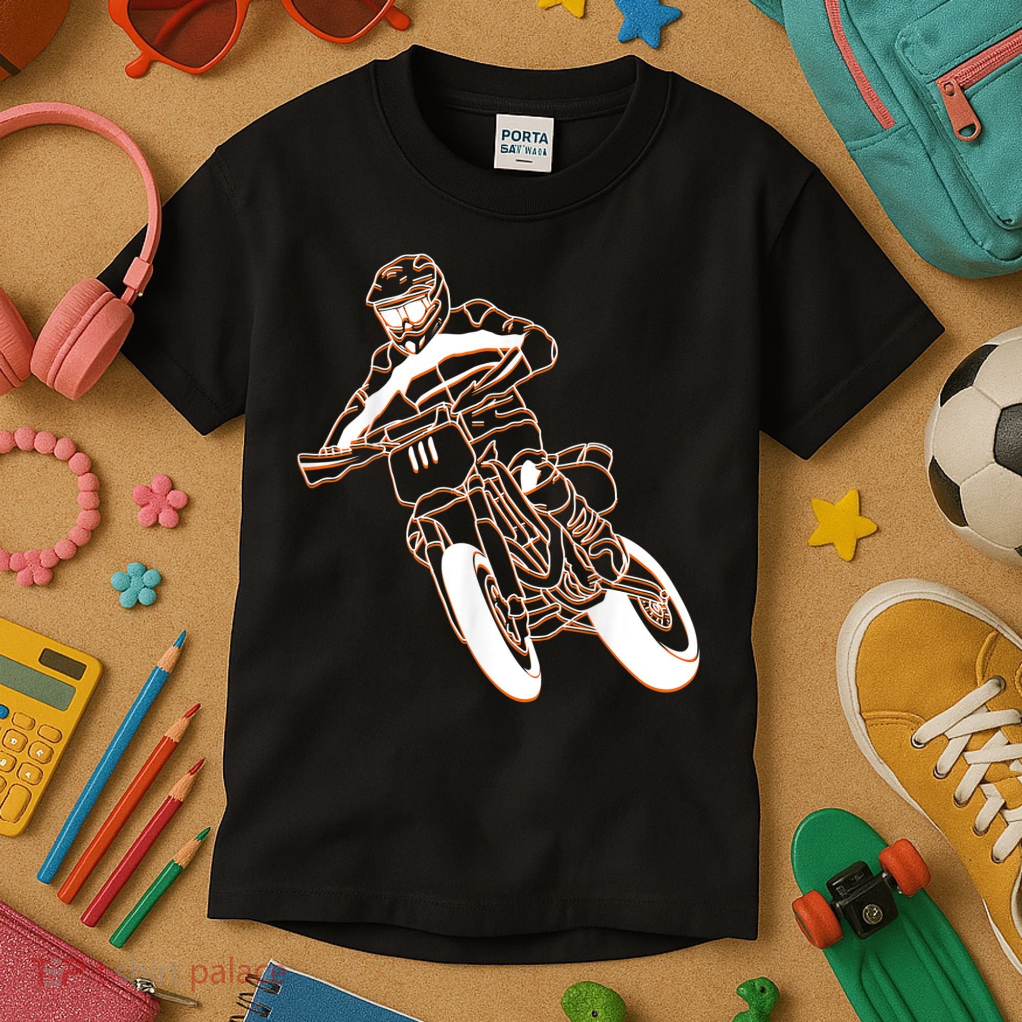 Supermoto Motorcycle Motocross Rider Racing Kids T-Shirt