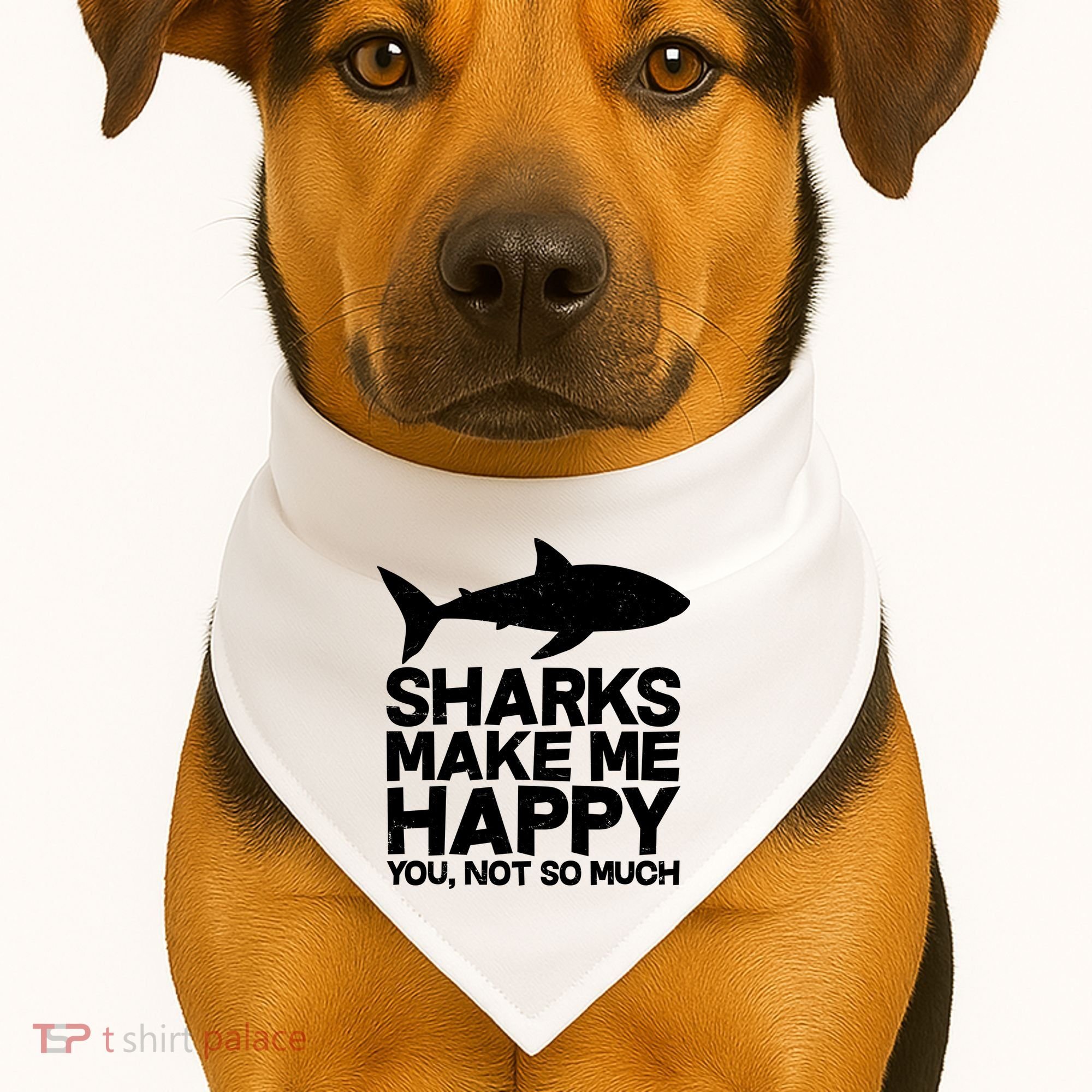 Sharks Make Me Happy You Not So Much USA-Made Doggie Bandana