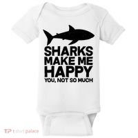 Sharks Make Me Happy You Not So Much Baby Bodysuit thumb 0