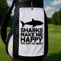Sharks Make Me Happy You Not So Much Golf Towel thumb 2