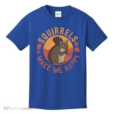 Squirrels Make Me Happy Vintage Squirrel Cute Gift Kids T-Shirt