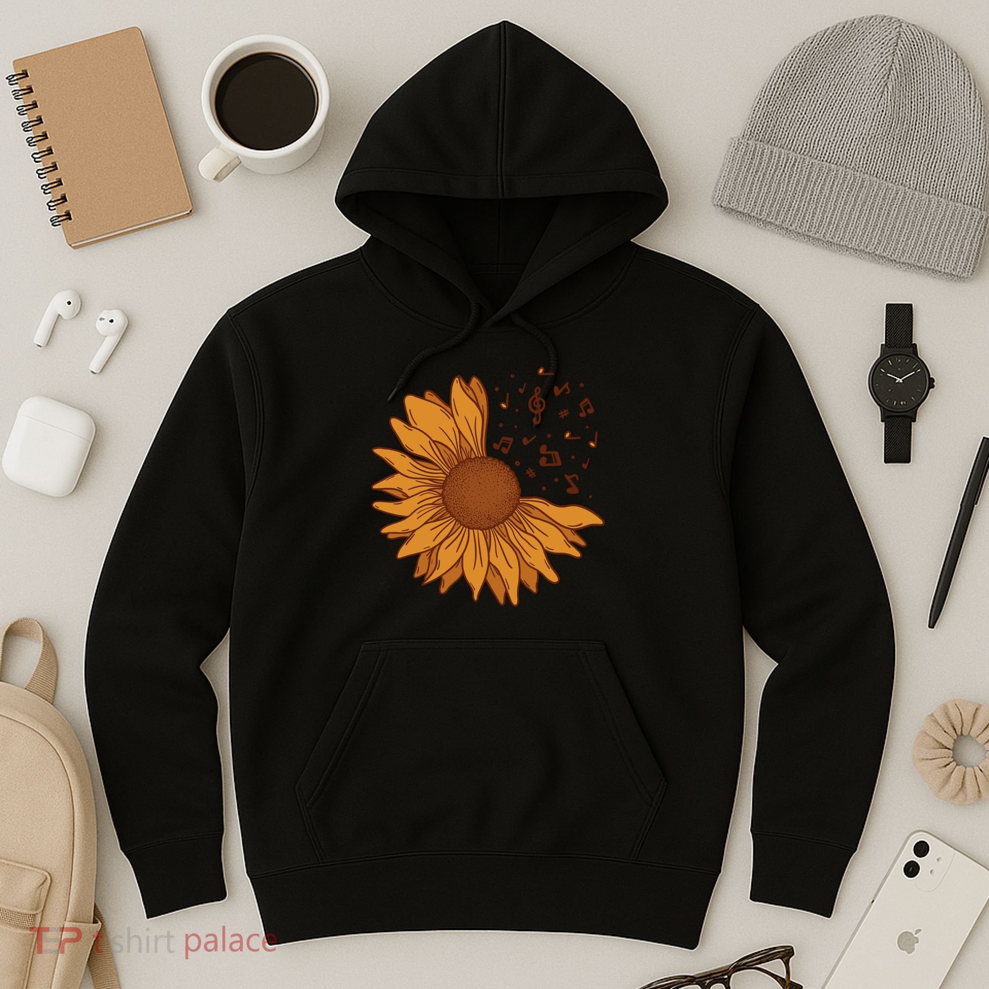 Sunflower Musical Notes Hoodie