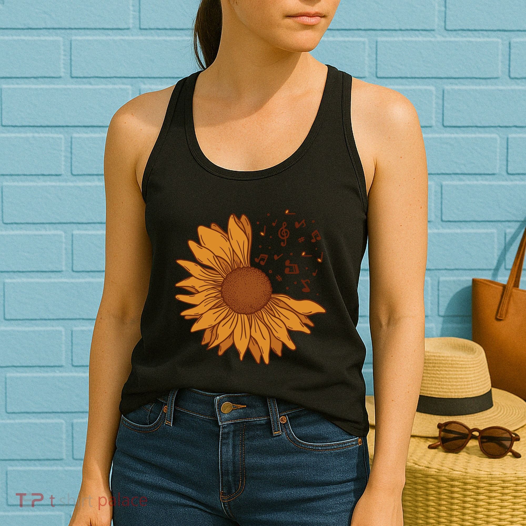 Sunflower Musical Notes Women's Tank Top