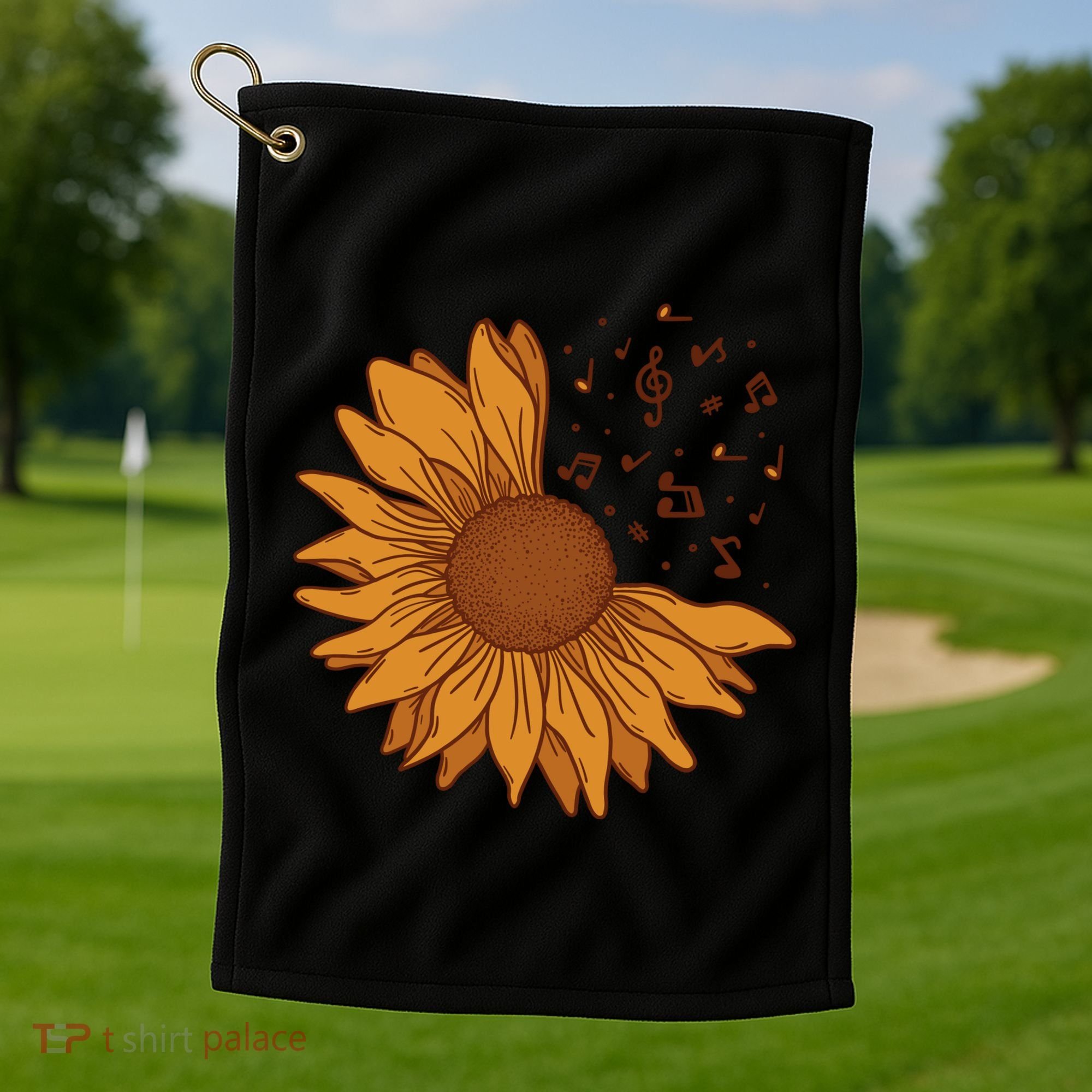 Sunflower Musical Notes Golf Towel