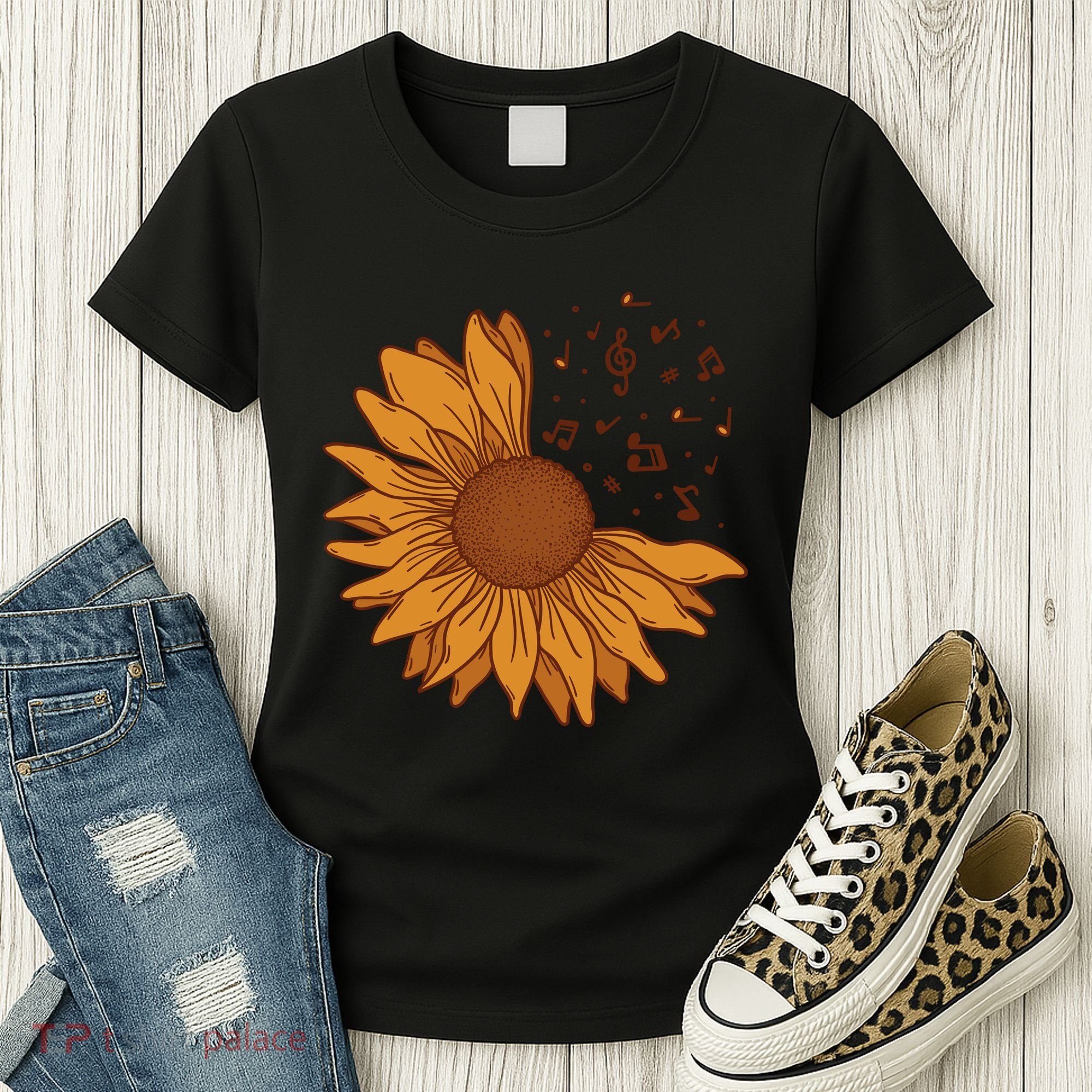 Sunflower Musical Notes Women's T-Shirt