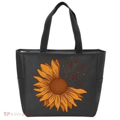 Sunflower Musical Notes Tote Bag