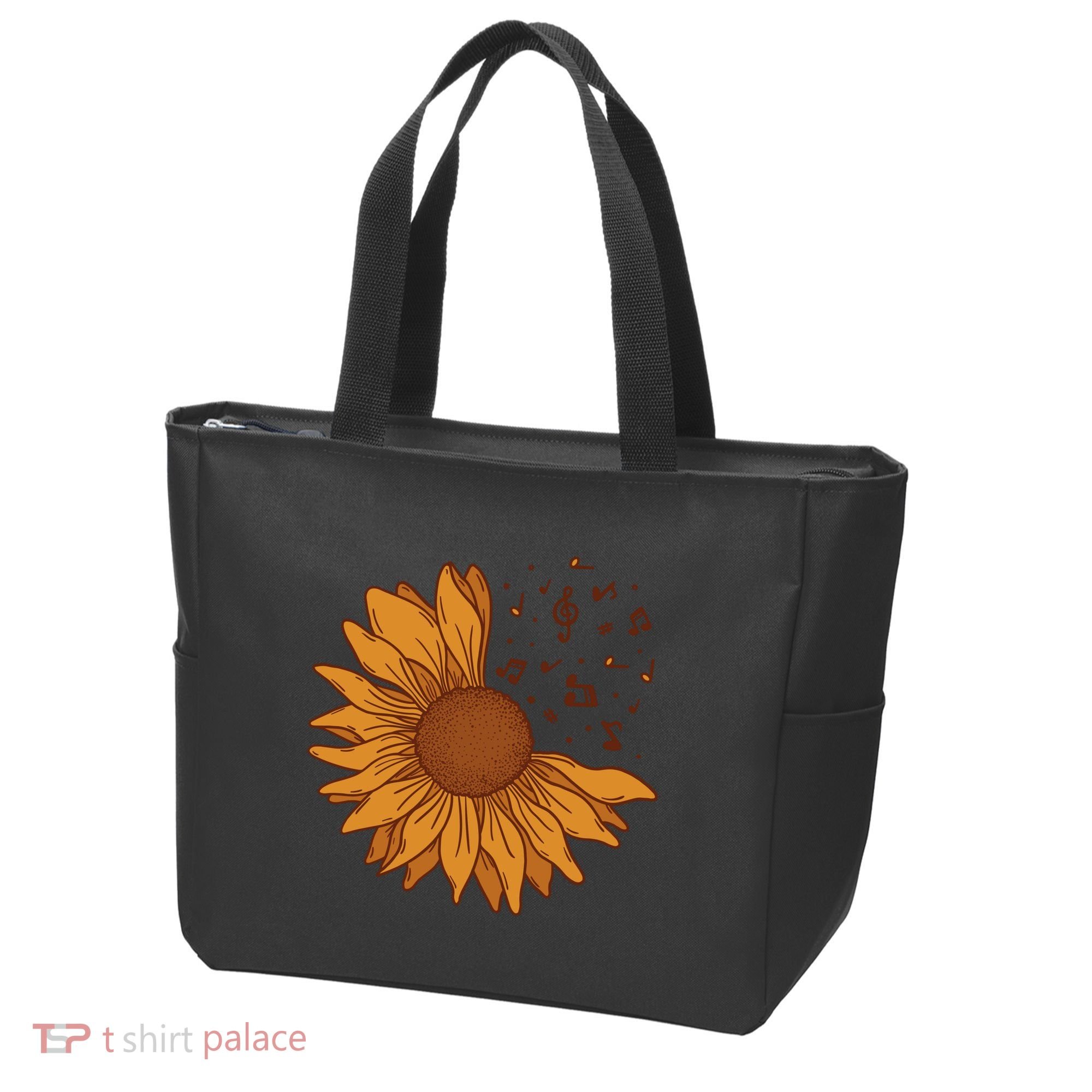Sunflower Musical Notes Tote Bag