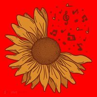 Sunflower Musical Notes Santa Hat thumb 1