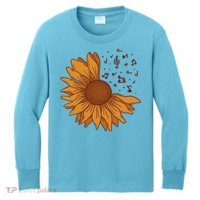 Sunflower Musical Notes Kids Long Sleeve Shirt