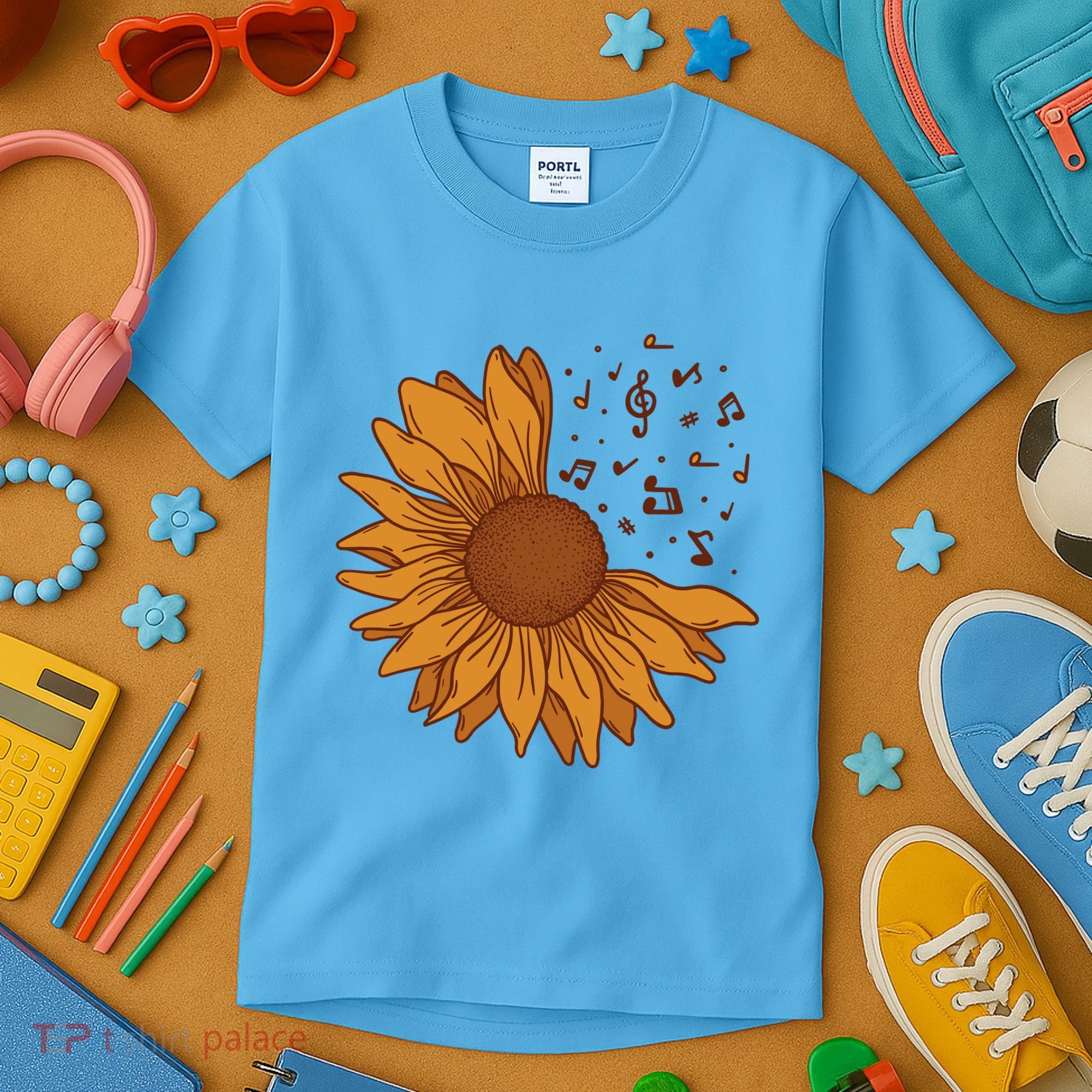 Sunflower Musical Notes Kids T-Shirt