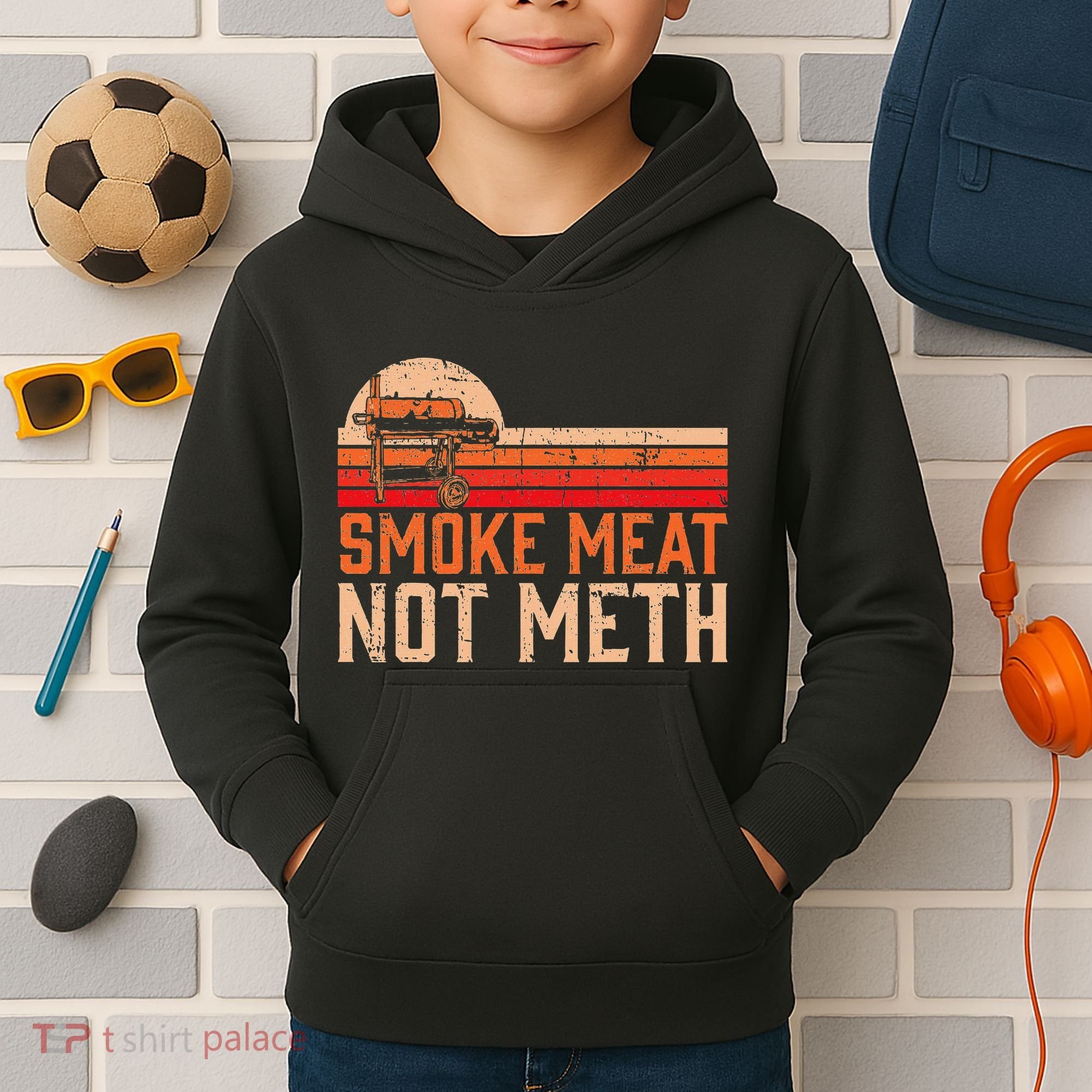 Smoke Meat Not Meth Brisket Bbq Grill Kids Hoodie