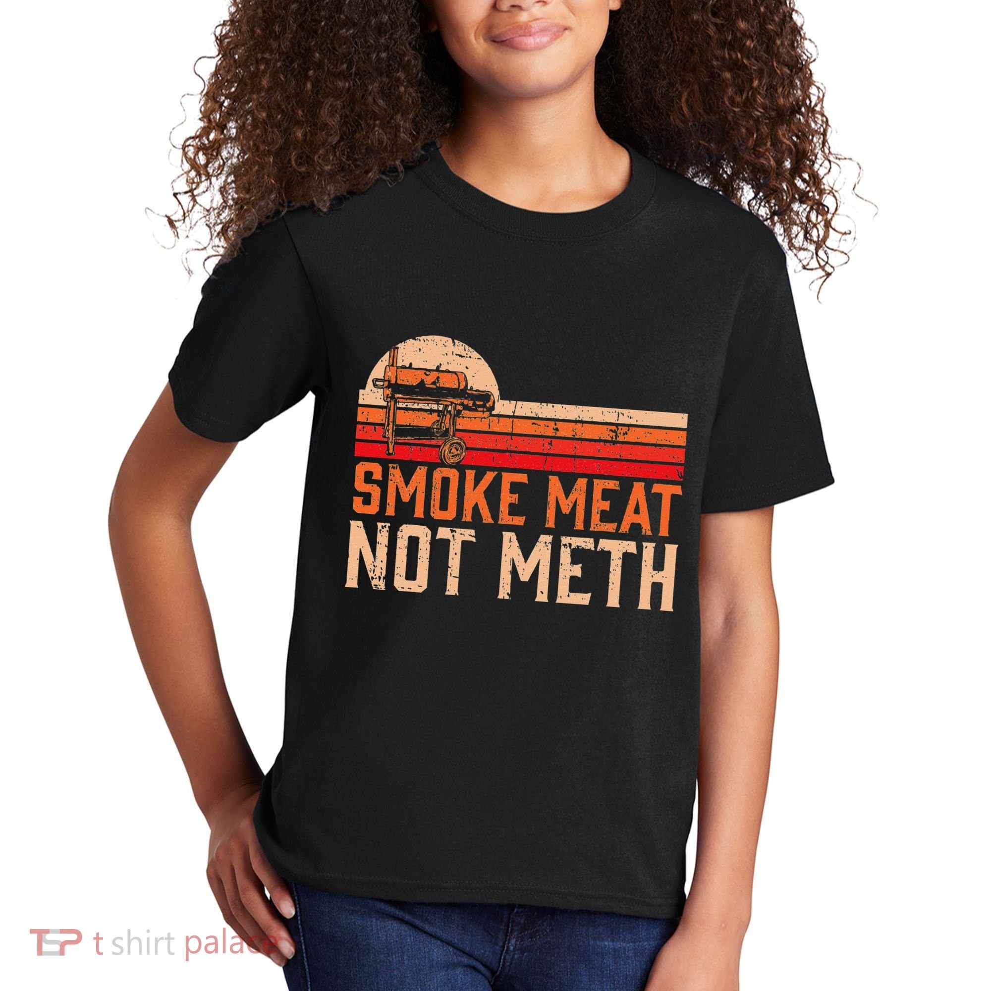 Smoke Meat Not Meth Brisket Bbq Grill Kids T-Shirt