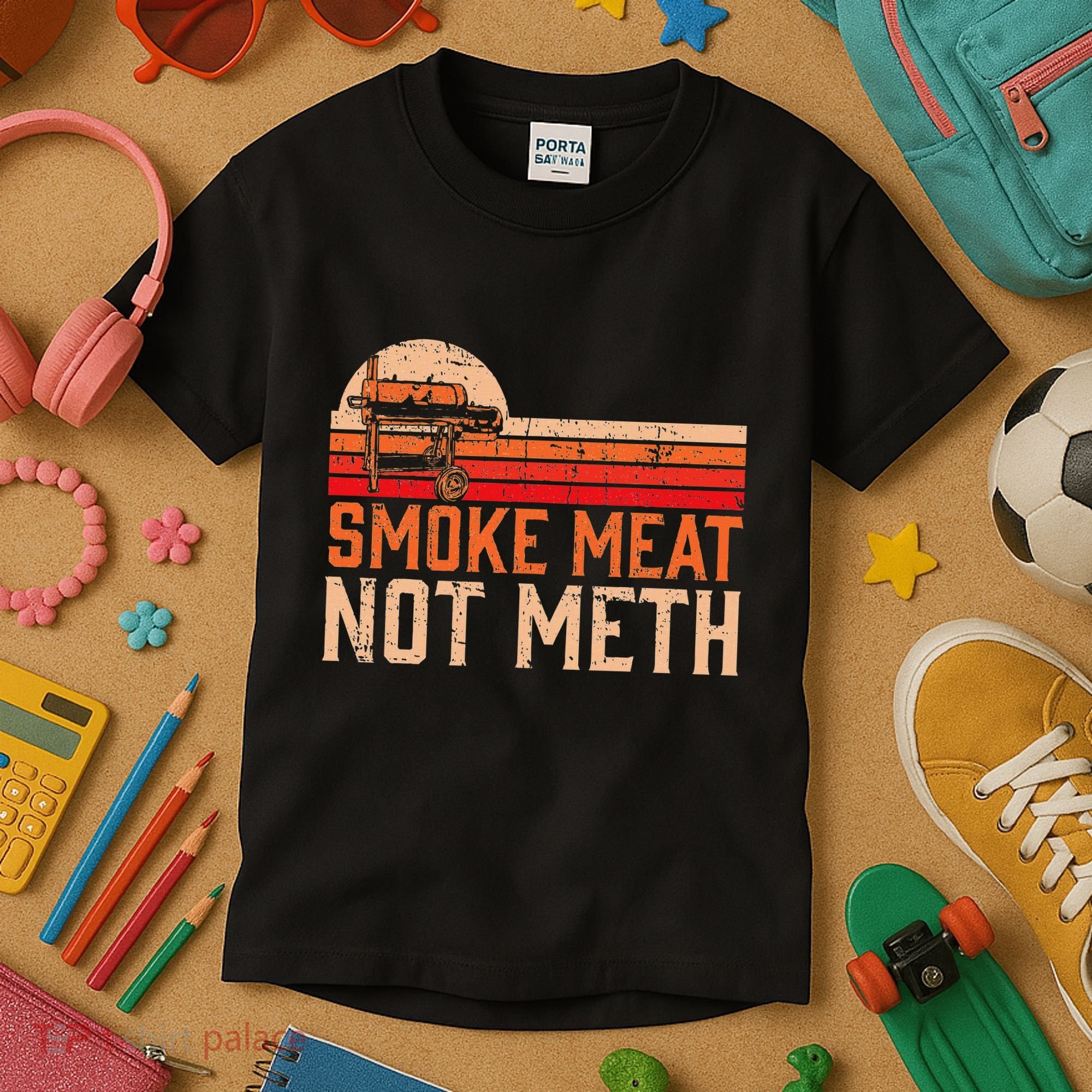 Smoke Meat Not Meth Brisket Bbq Grill Kids T-Shirt