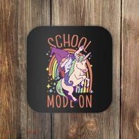 School Mode On Gnome Unicorn Rainbow Dab Coaster thumb 0