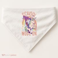 School Mode On Gnome Unicorn Rainbow Dab USA-Made Doggie Bandana thumb 0
