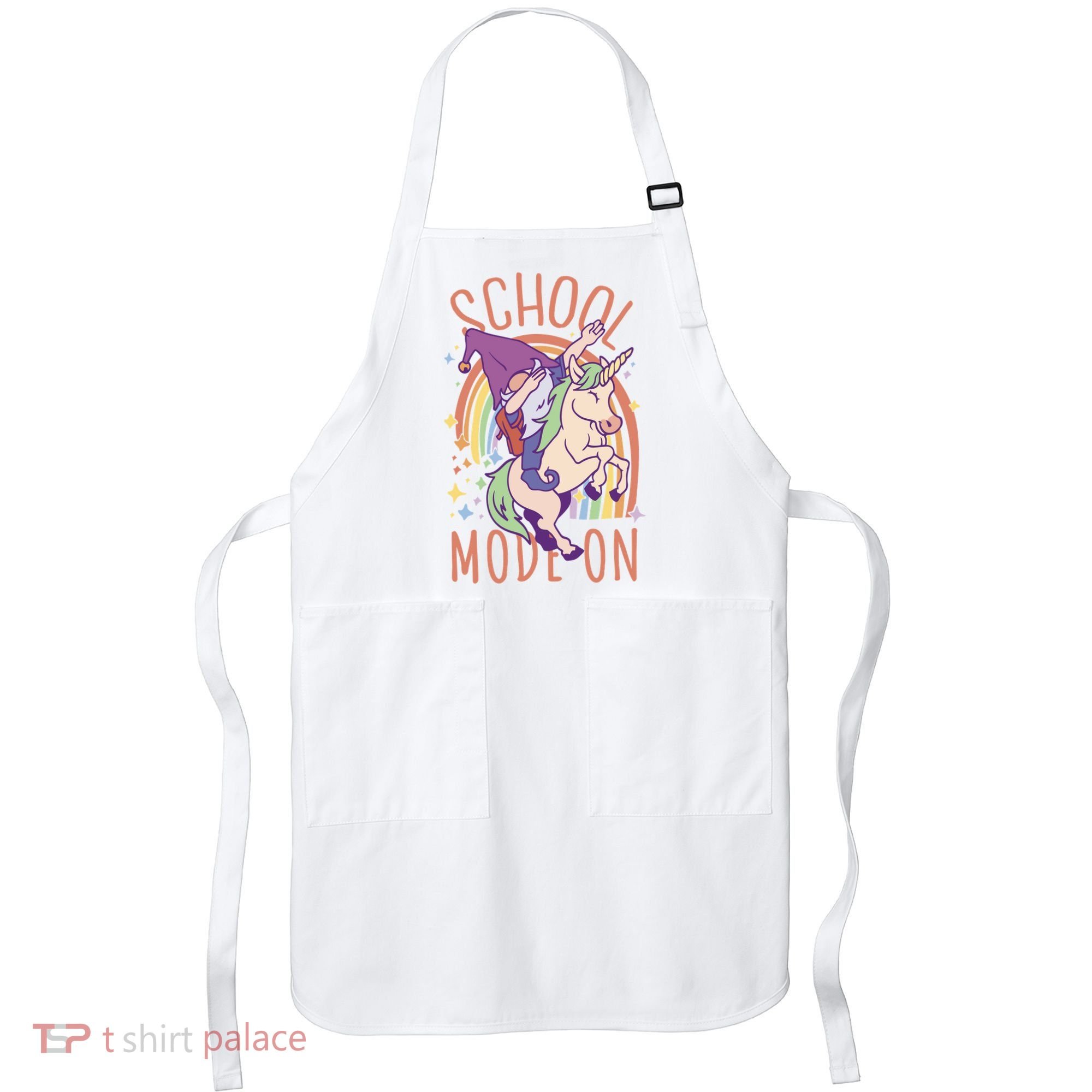 School Mode On Gnome Unicorn Rainbow Dab Apron