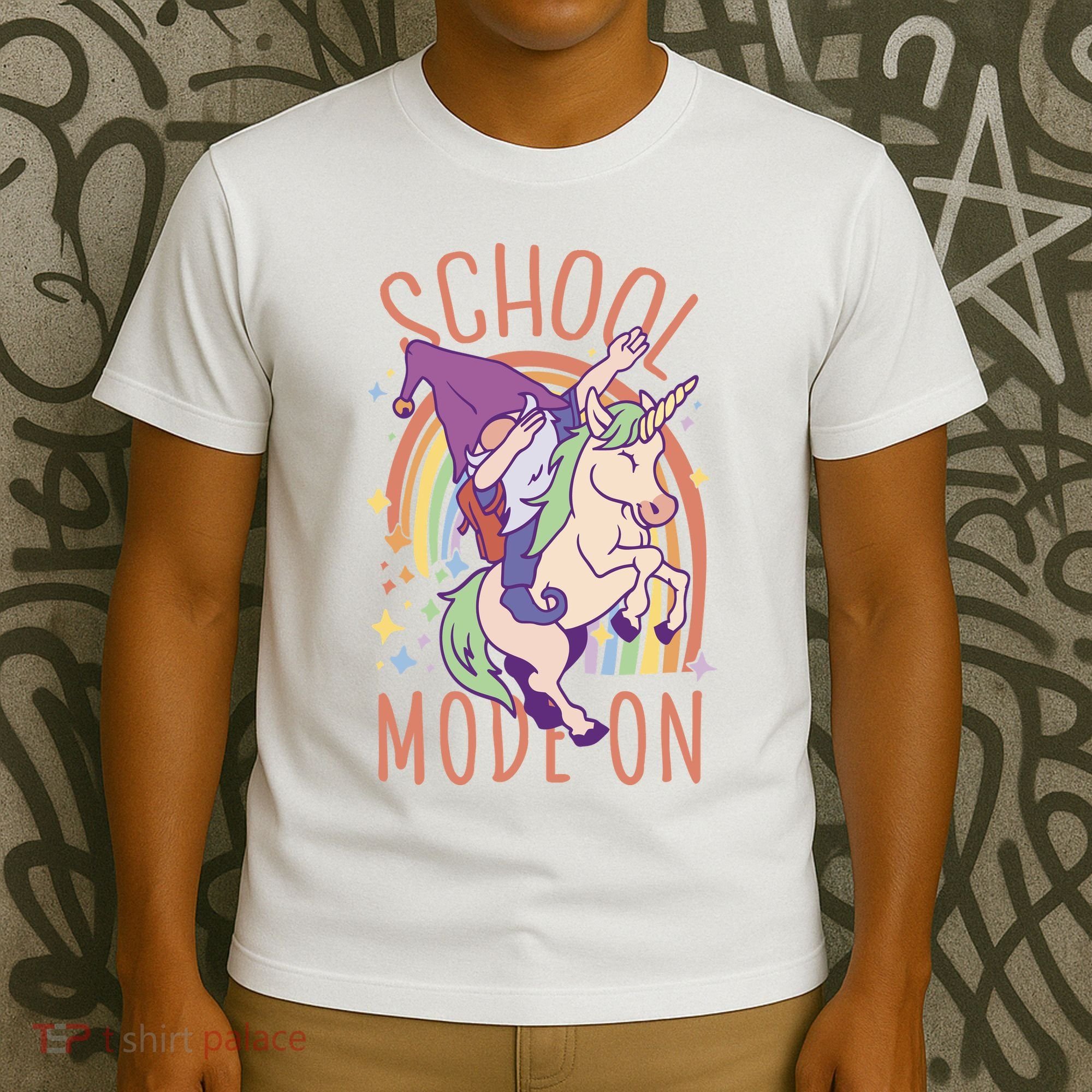 School Mode On Gnome Unicorn Rainbow Dab T-Shirt