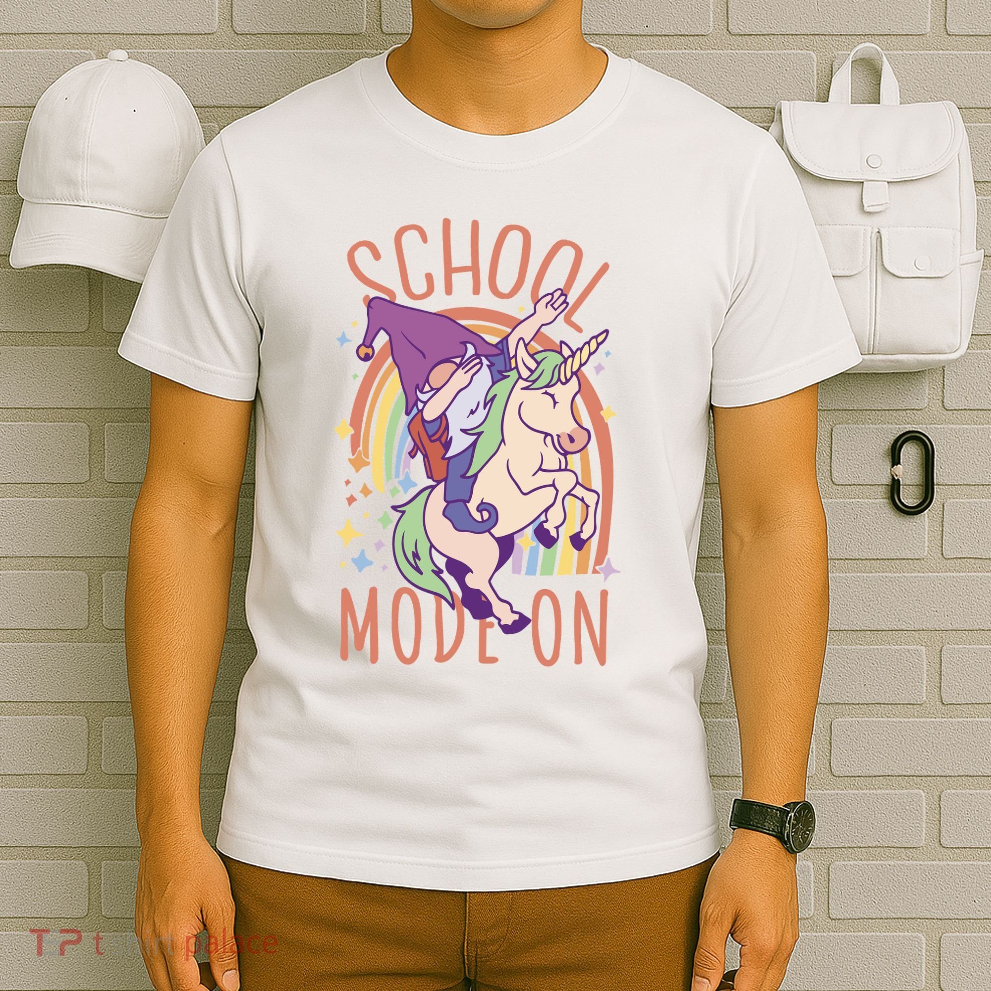 School Mode On Gnome Unicorn Rainbow Dab T-Shirt