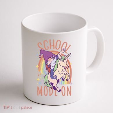 School Mode On Gnome Unicorn Rainbow Dab Coffee Mug back