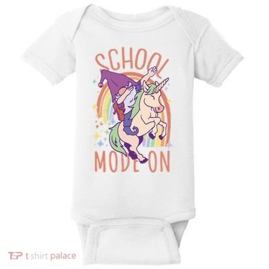 School Mode On Gnome Unicorn Rainbow Dab Baby Bodysuit
