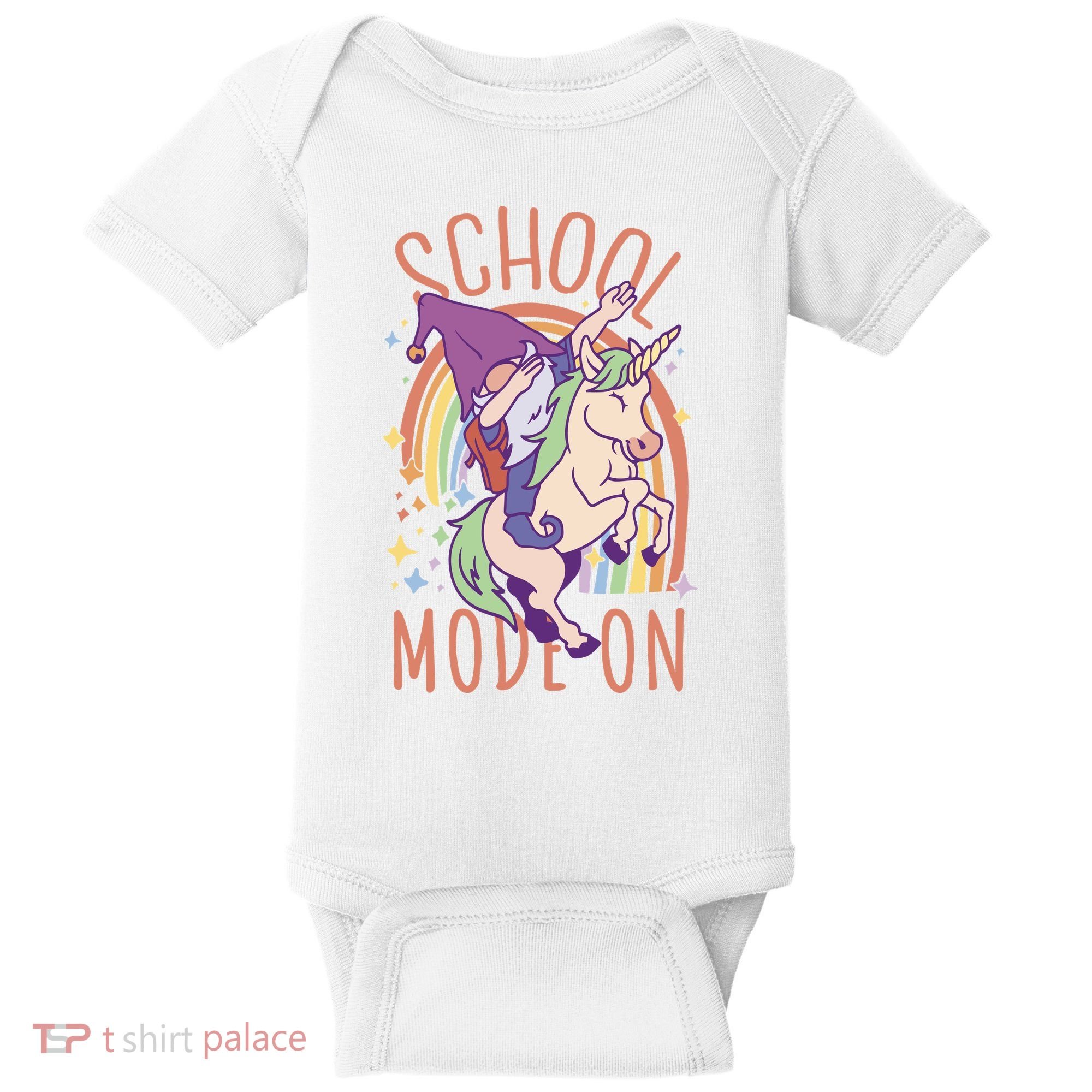 School Mode On Gnome Unicorn Rainbow Dab Baby Bodysuit