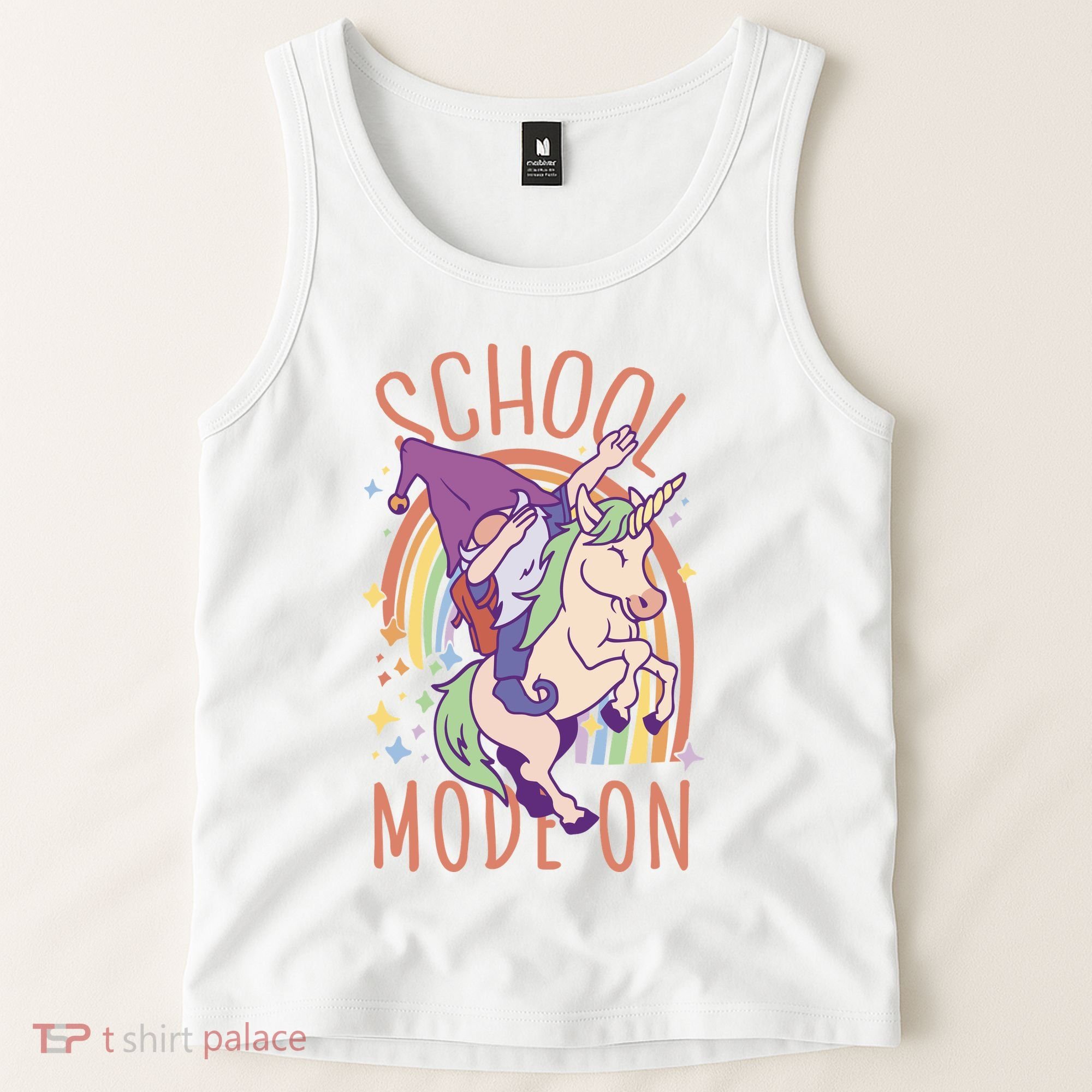 School Mode On Gnome Unicorn Rainbow Dab Tank Top