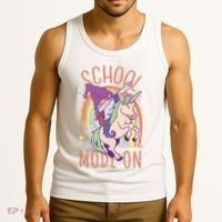 School Mode On Gnome Unicorn Rainbow Dab Tank Top thumb 3