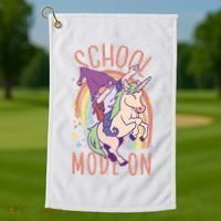 School Mode On Gnome Unicorn Rainbow Dab Golf Towel thumb 1