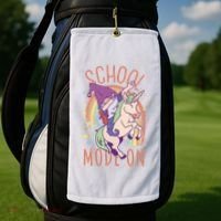 School Mode On Gnome Unicorn Rainbow Dab Golf Towel thumb 2