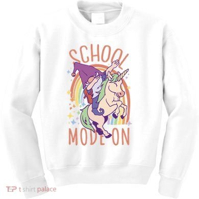 School Mode On Gnome Unicorn Rainbow Dab Kids Sweatshirt