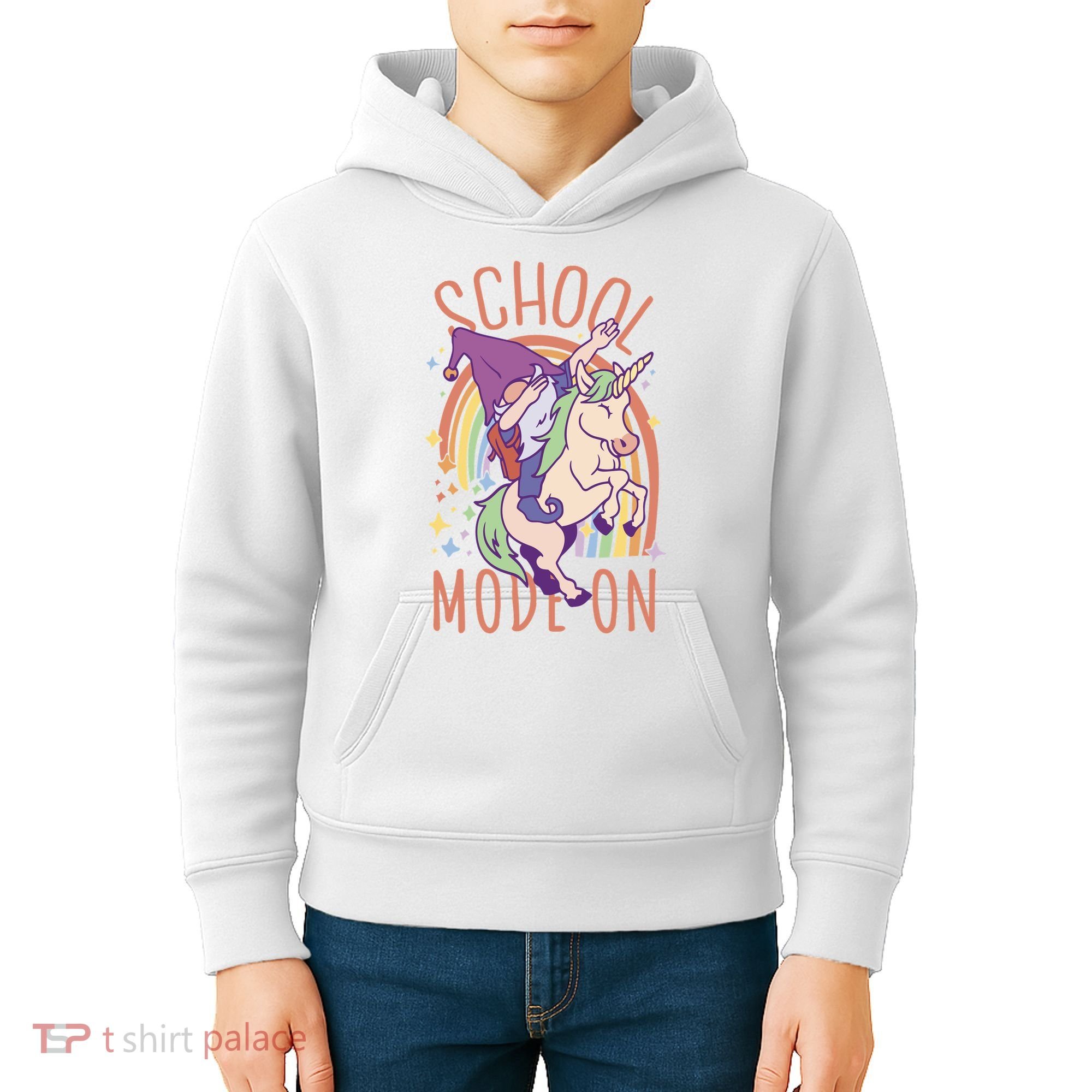 School Mode On Gnome Unicorn Rainbow Dab Kids Hoodie