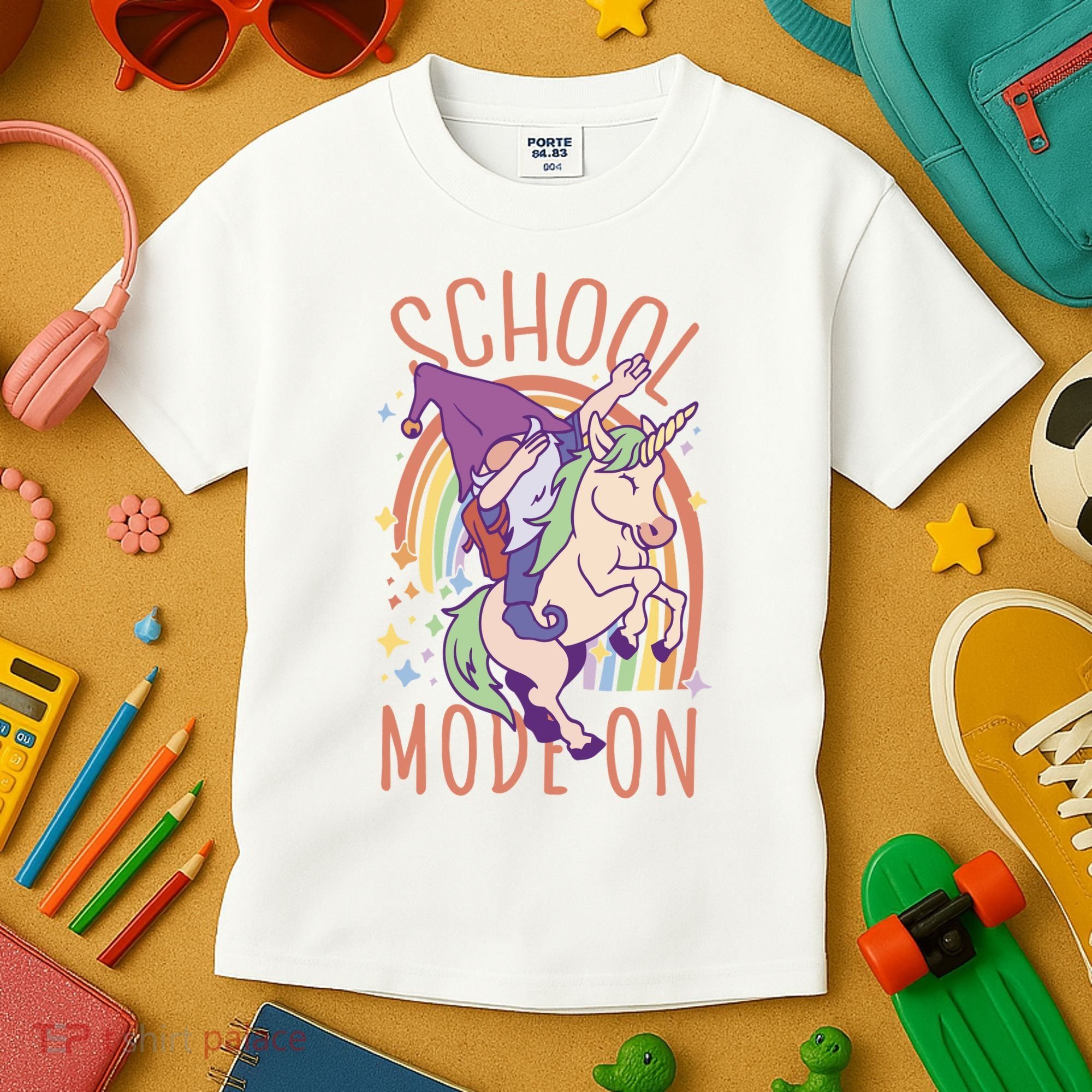 School Mode On Gnome Unicorn Rainbow Dab Kids T-Shirt