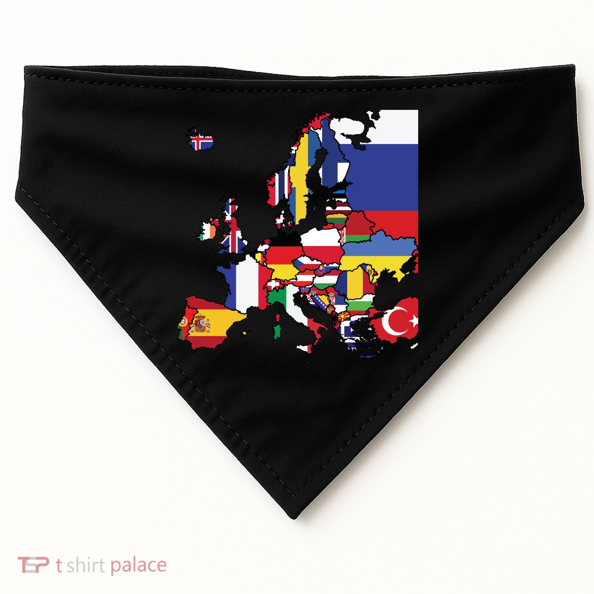 Simple Map Of Europe With Country Flags USA-Made Doggie Bandana