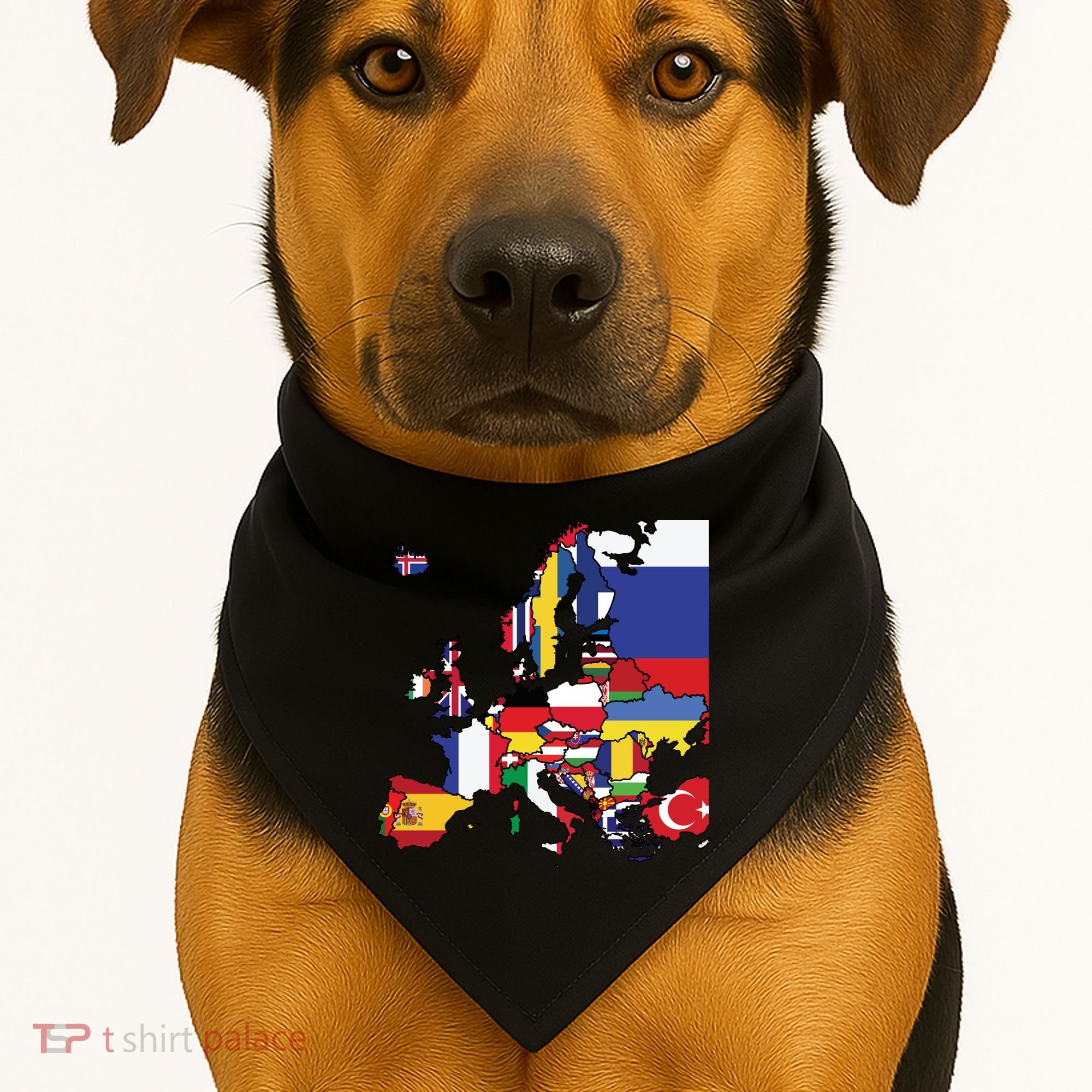 Simple Map Of Europe With Country Flags USA-Made Doggie Bandana