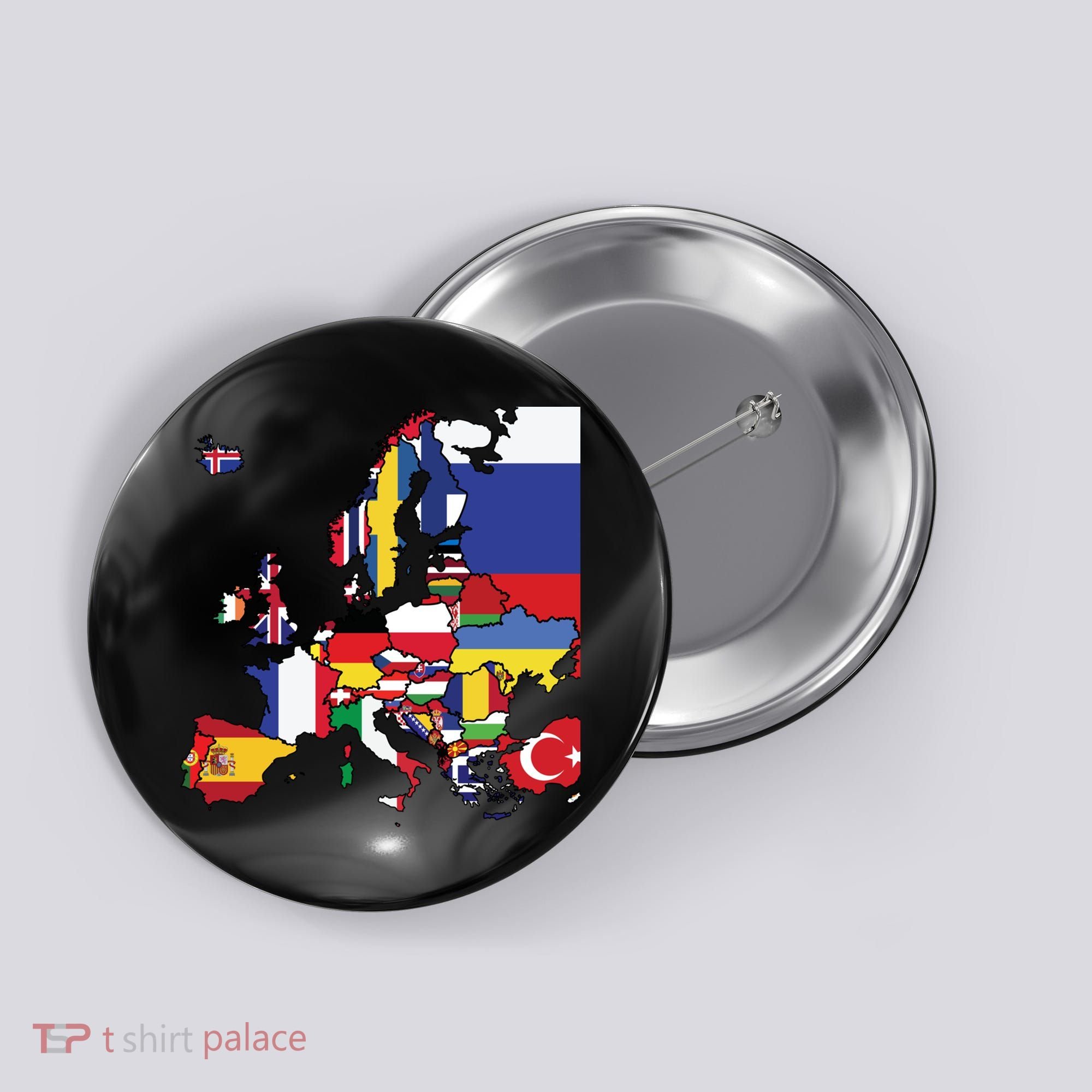 Simple Map Of Europe With Country Flags Button