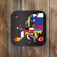Simple Map Of Europe With Country Flags Coaster thumb 0