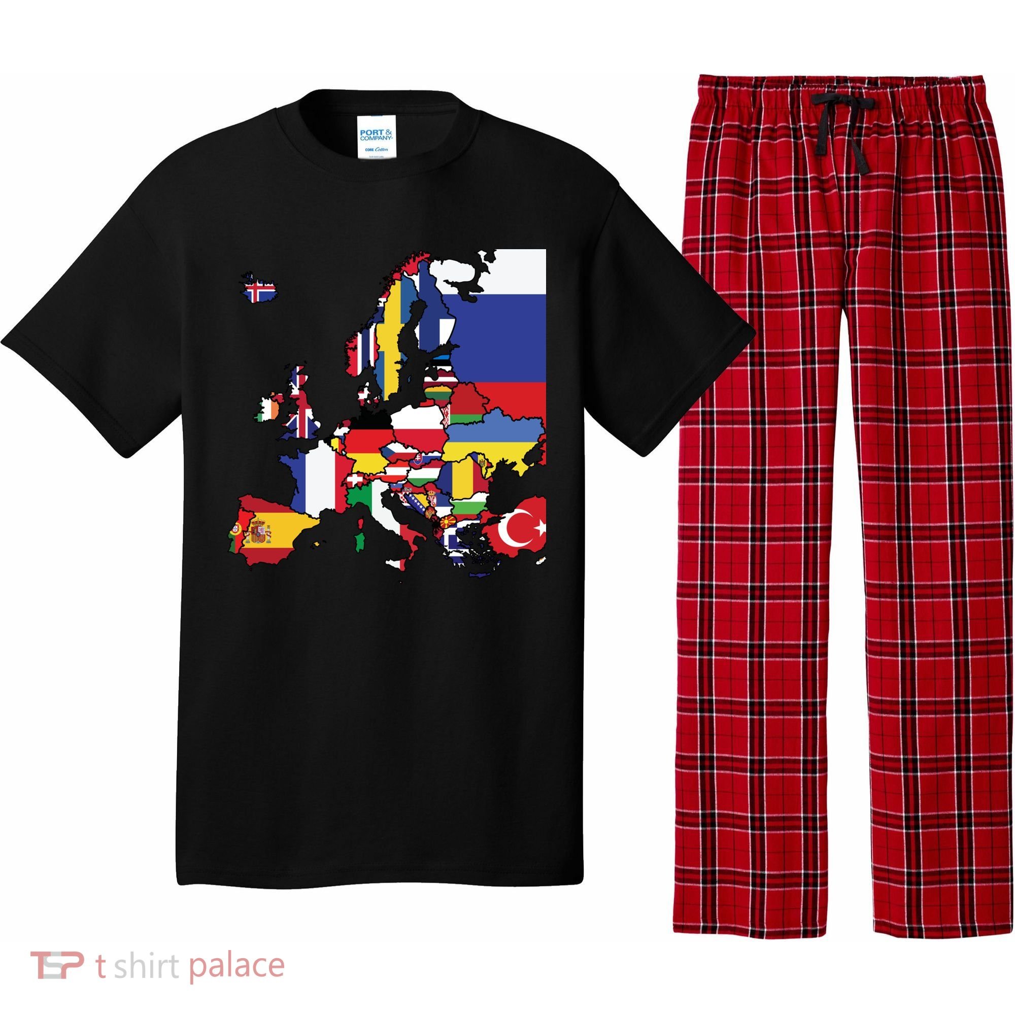 Simple Map Of Europe With Country Flags Pajama Set