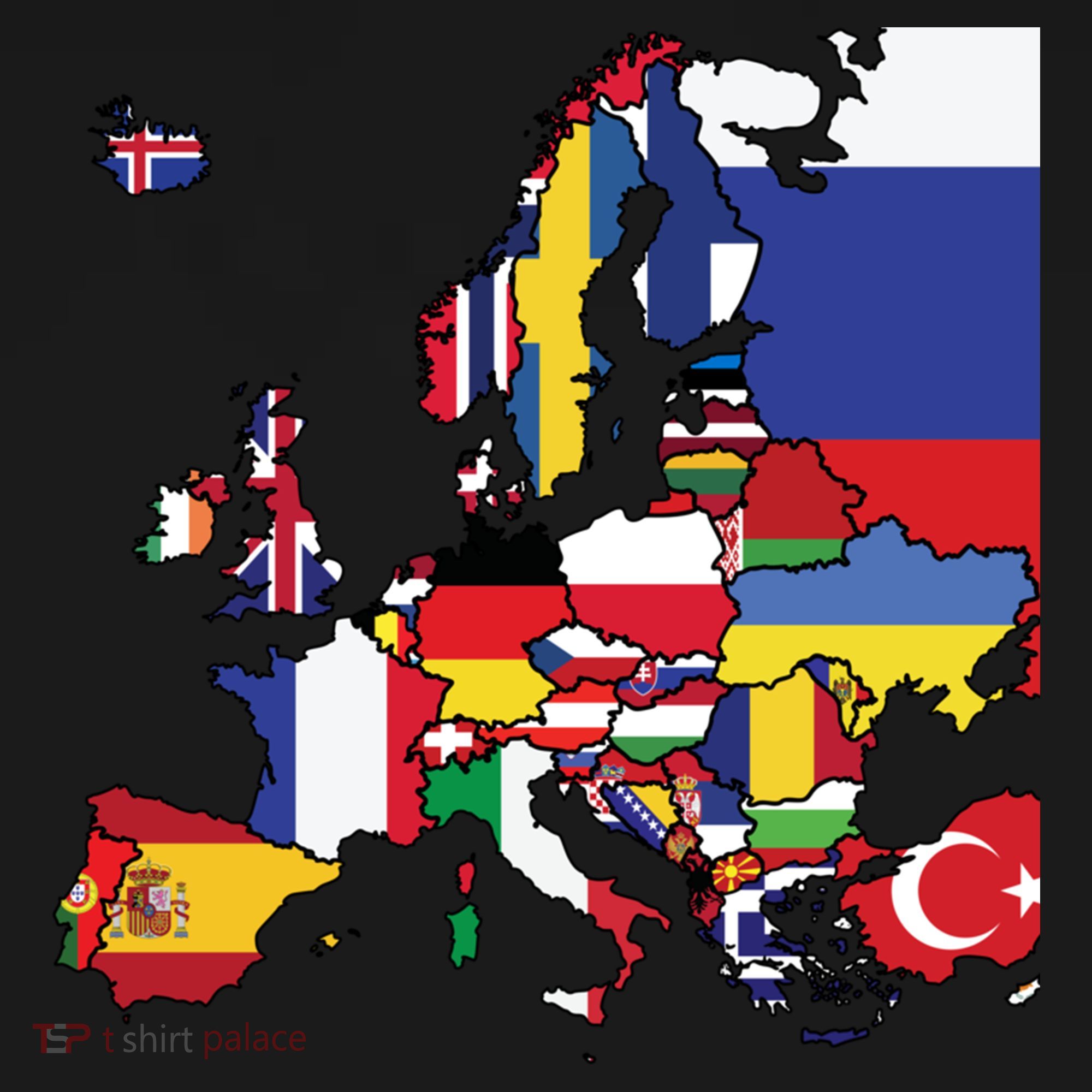 Simple Map Of Europe With Country Flags Women's Hoodie