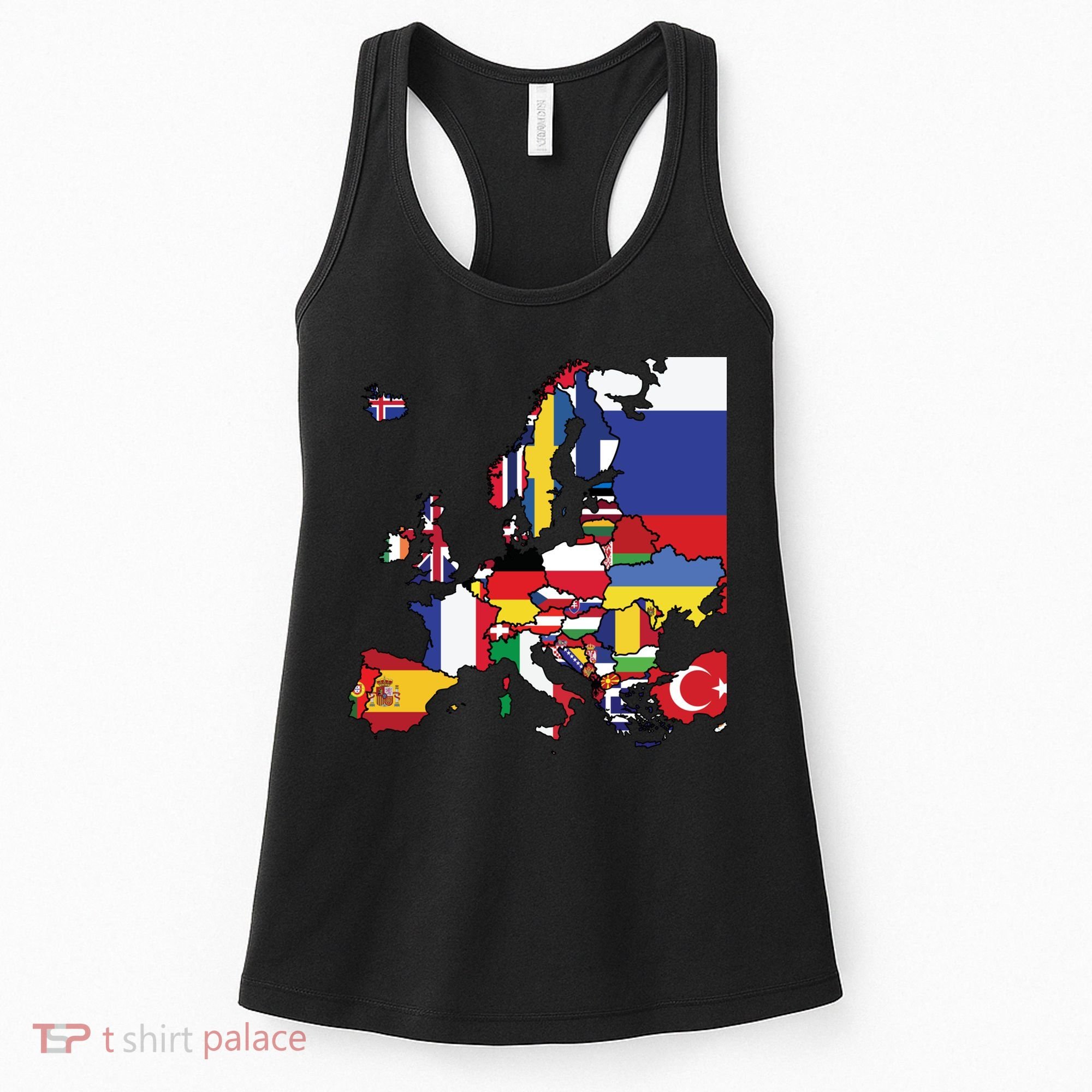 Simple Map Of Europe With Country Flags Women's Tank Top