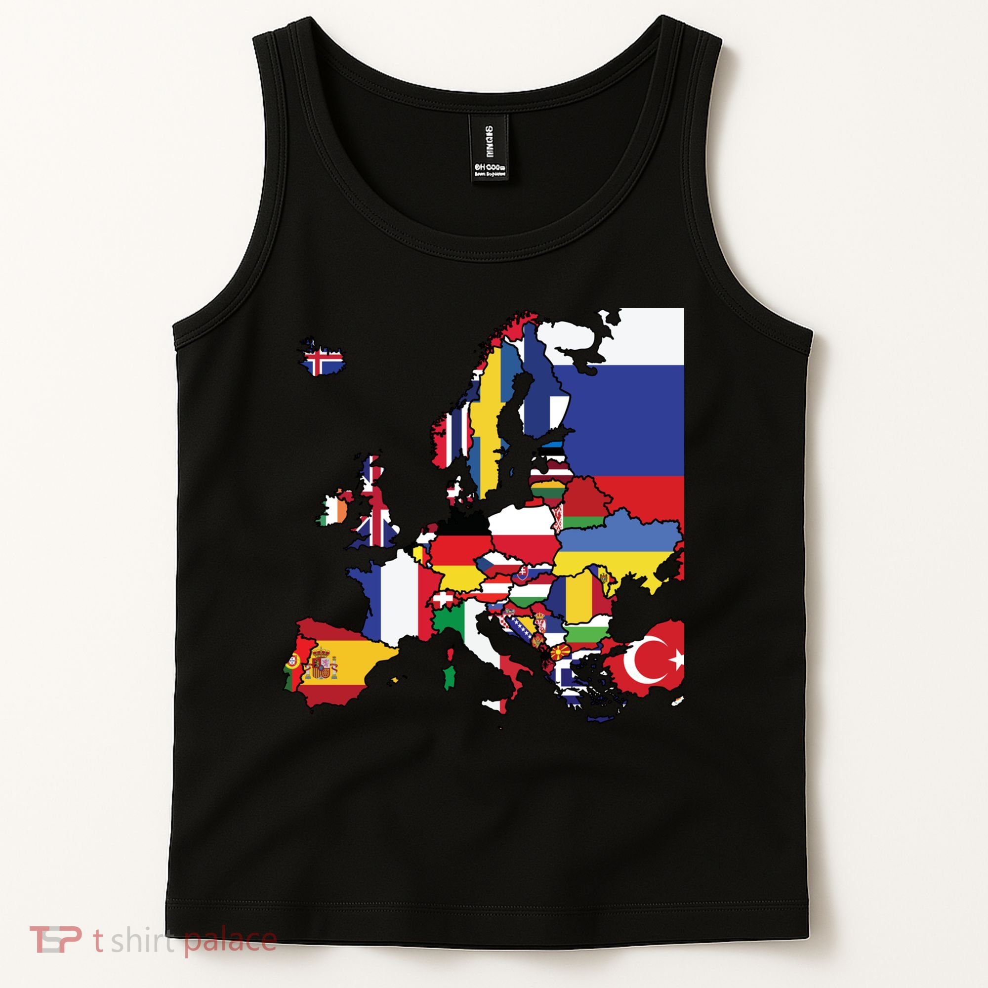 Simple Map Of Europe With Country Flags Tank Top