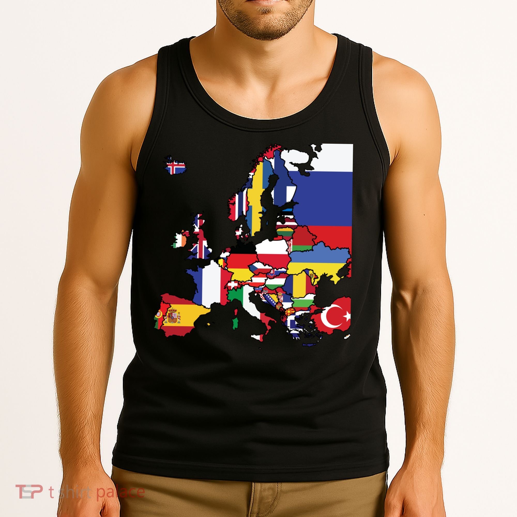 Simple Map Of Europe With Country Flags Tank Top