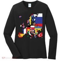 Simple Map Of Europe With Country Flags Women's Long Sleeve Shirt thumb 0