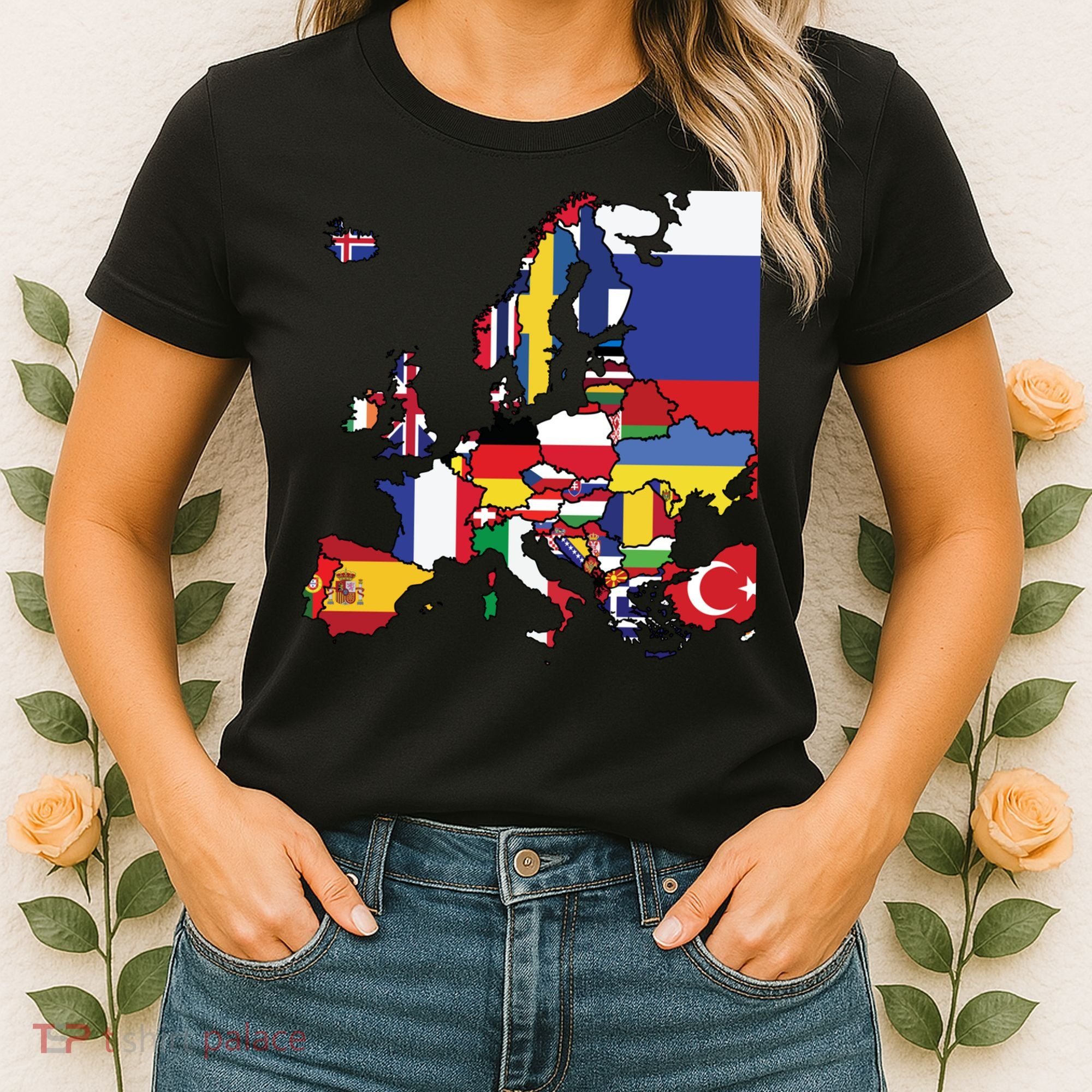 Simple Map Of Europe With Country Flags Women's T-Shirt