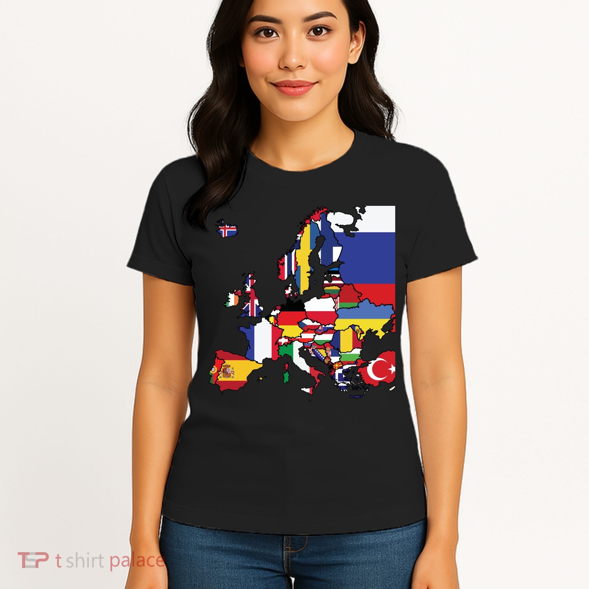 Simple Map Of Europe With Country Flags Women's T-Shirt