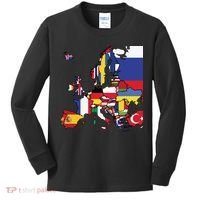 Simple Map Of Europe With Country Flags Kids Long Sleeve Shirt thumb 0