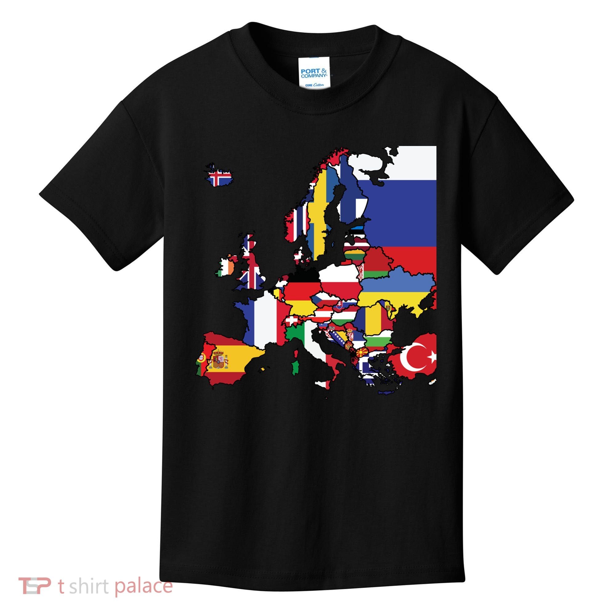 Simple Map Of Europe With Country Flags Kids T-Shirt
