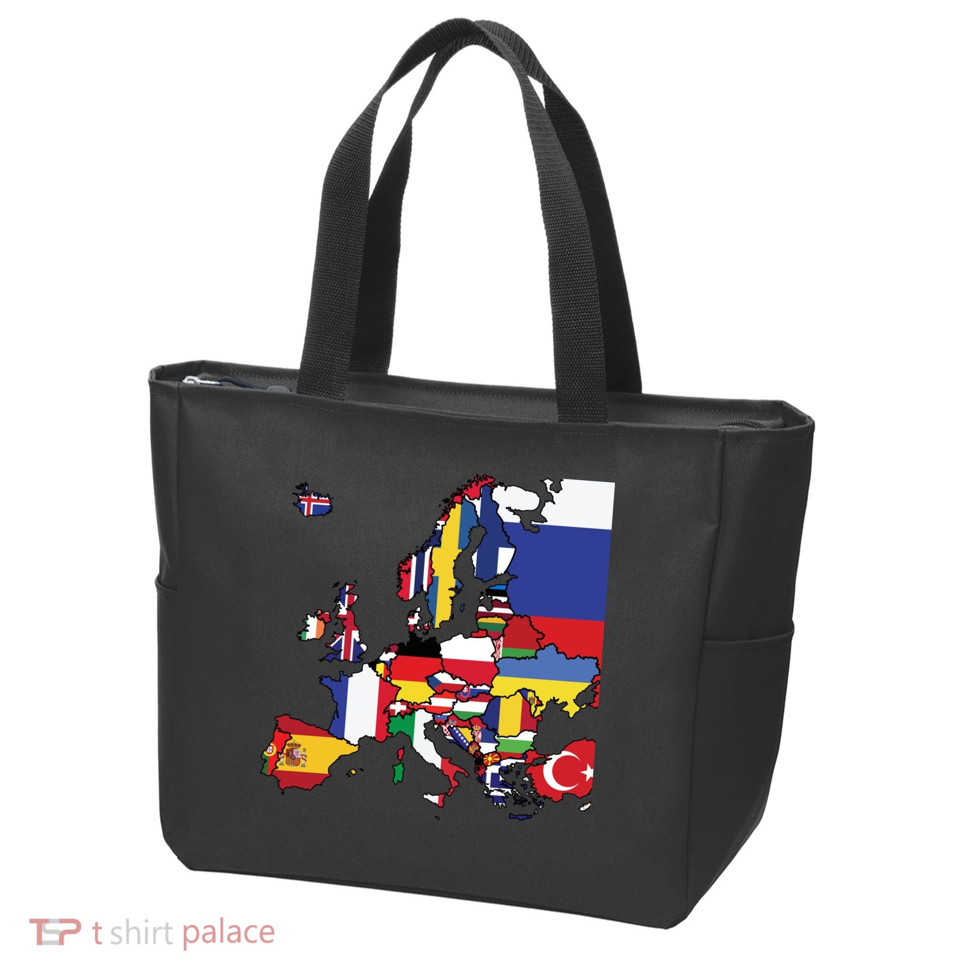 Simple Map Of Europe With Country Flags Tote Bag