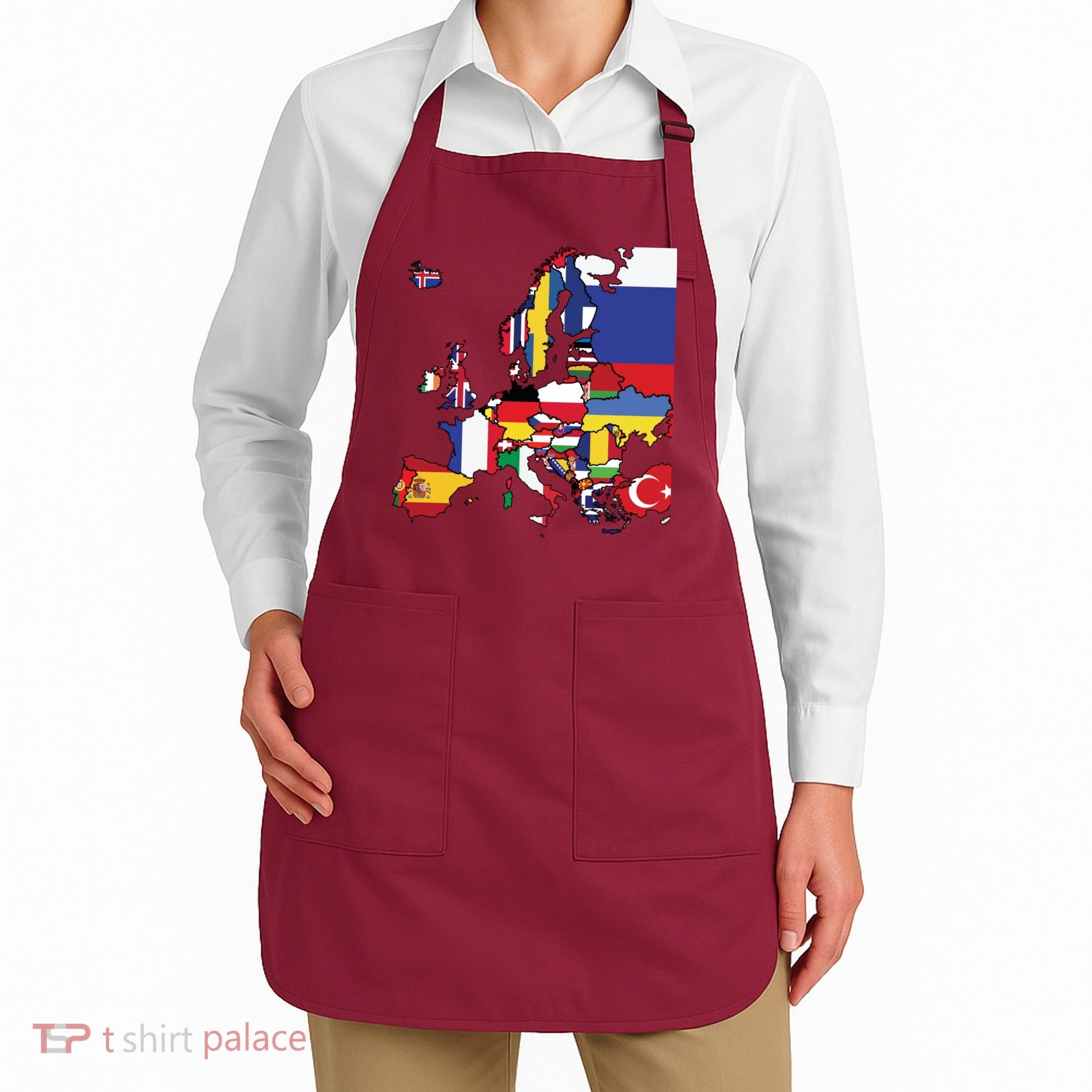 Simple Map Of Europe With Country Flags Apron