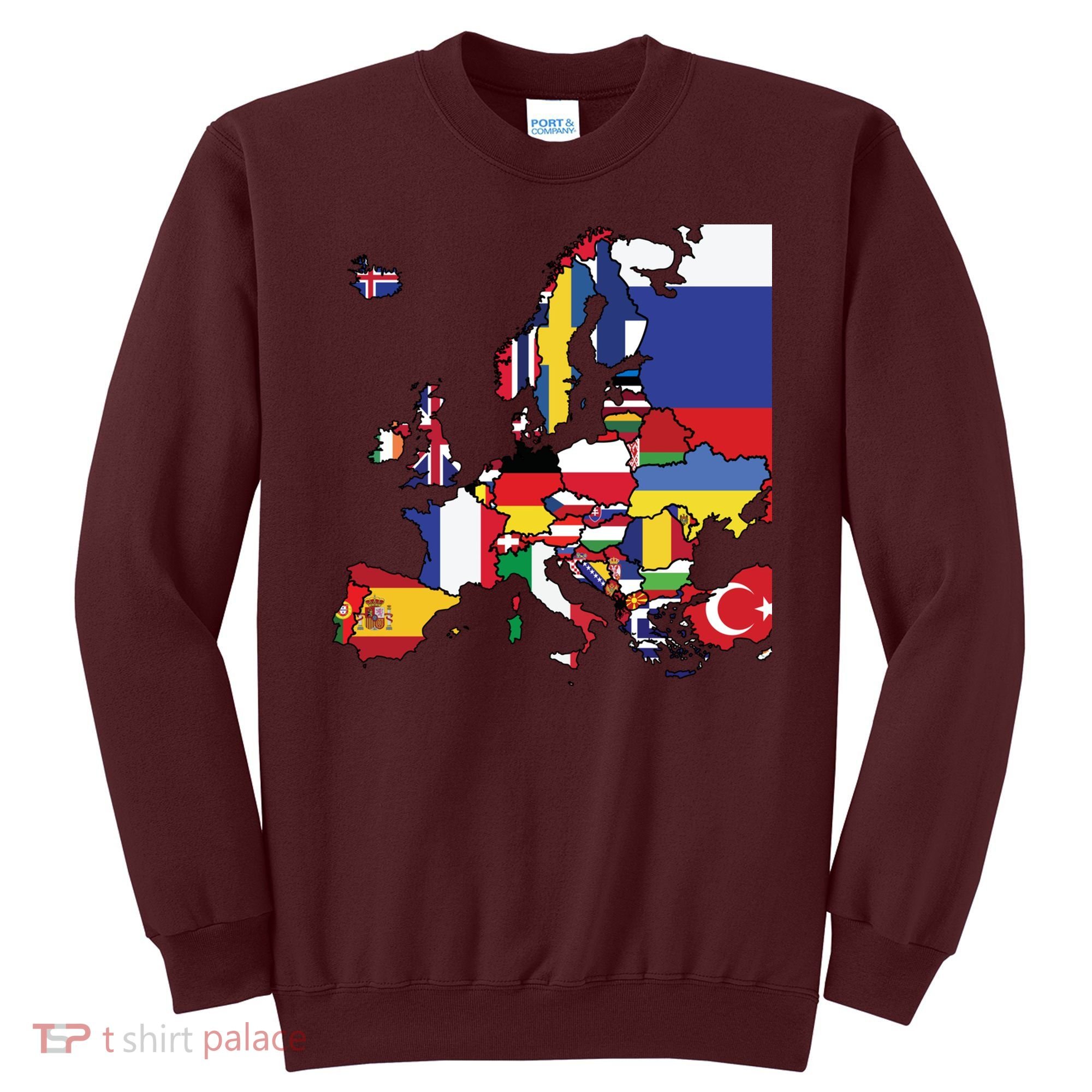 Simple Map Of Europe With Country Flags Sweatshirt