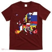 Simple Map Of Europe With Country Flags T-Shirt thumb 0